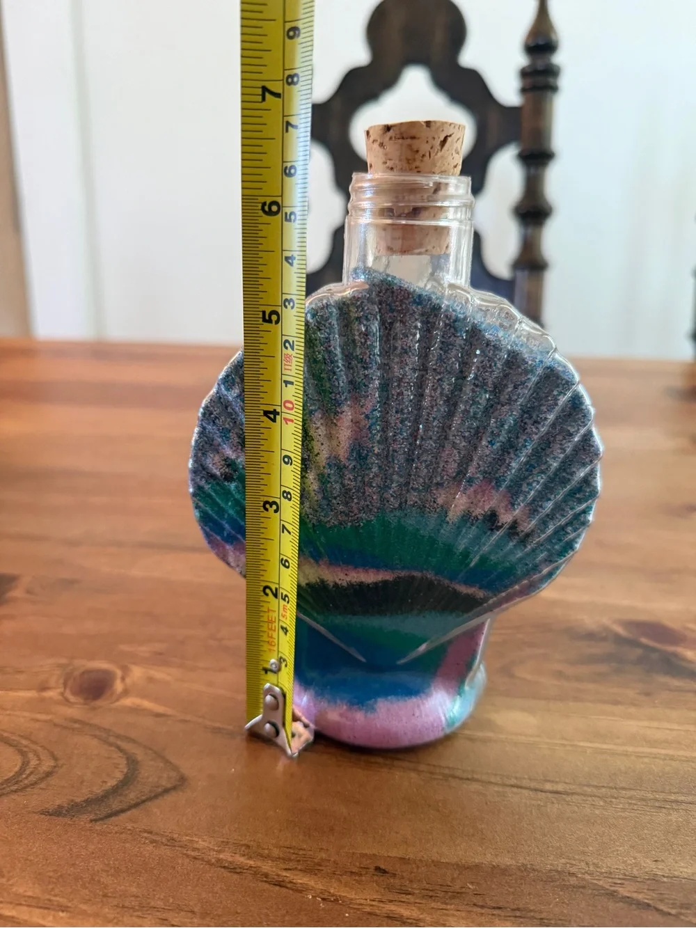 Handmade Seashell Sand Art Bottle - Multicolor